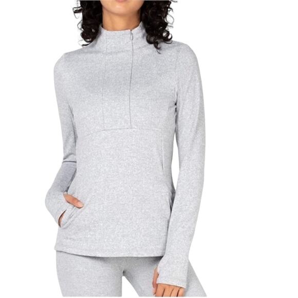 Kyodan Grey Herringbone Athletic long sleeved Zip Top jacket size medium - Picture 1 of 6